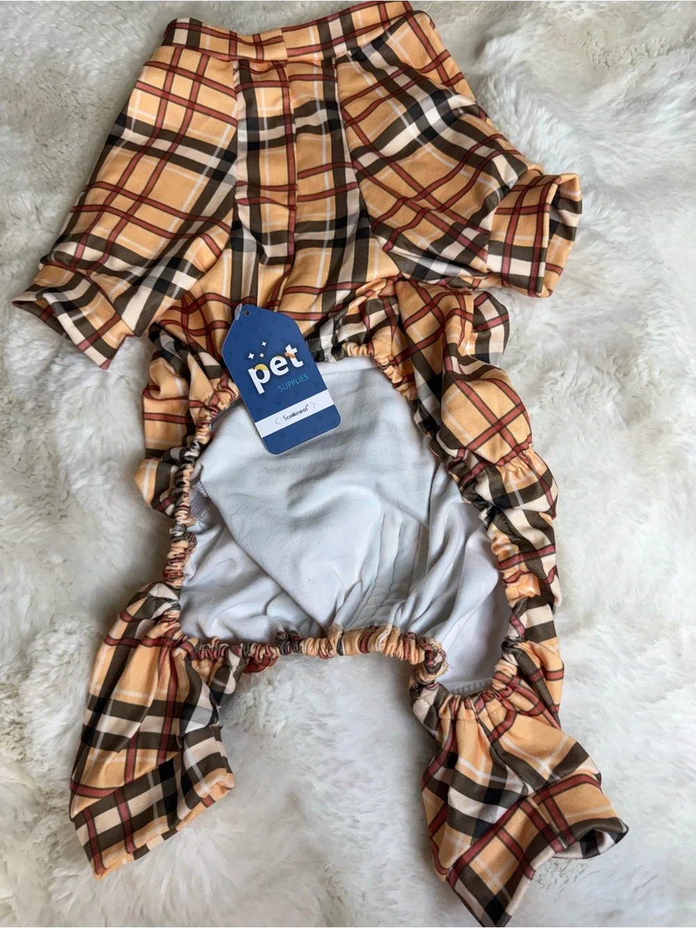 Plaid Dog Pajamas- Tan & Brown